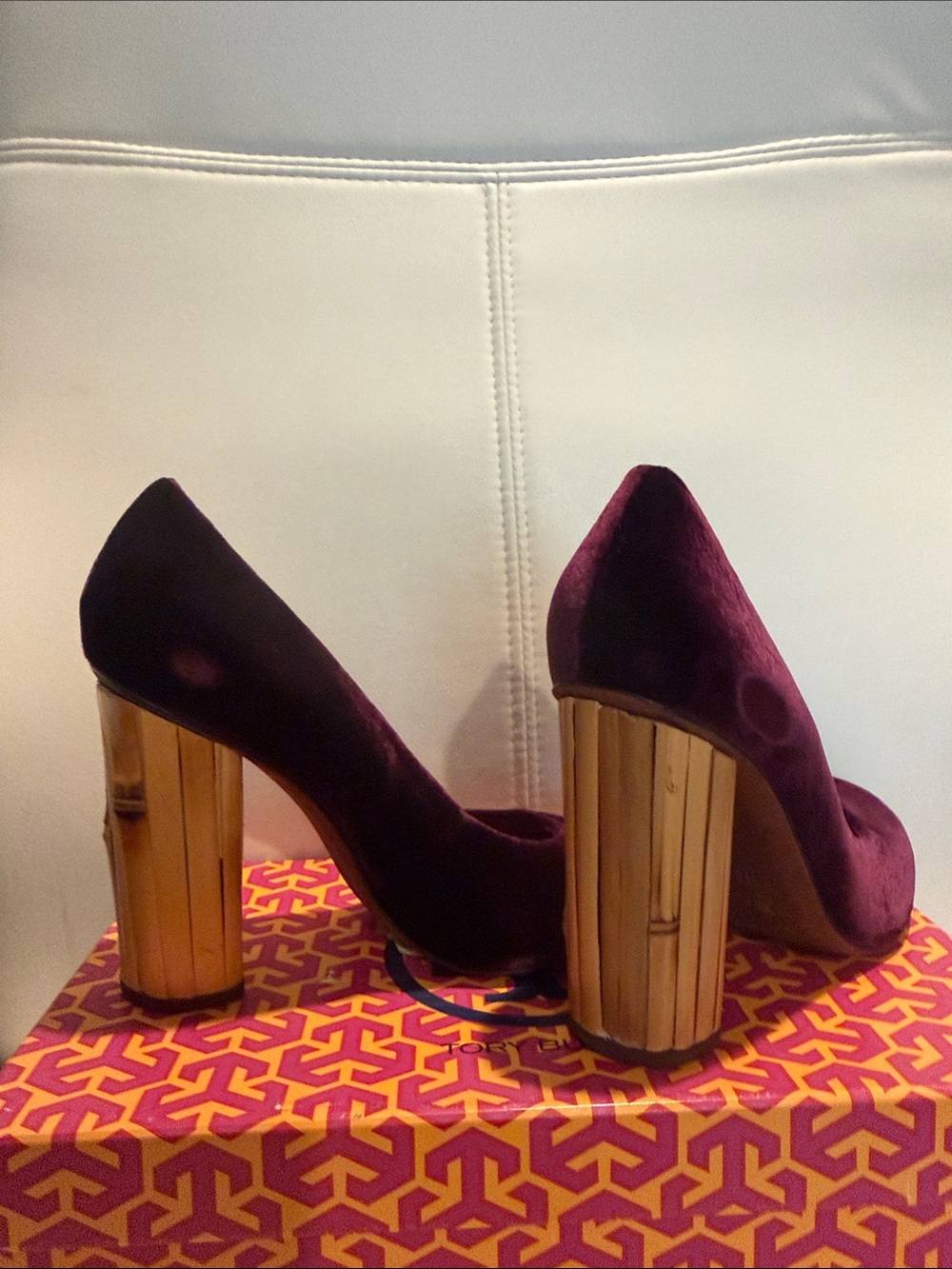 Tory Burch Velvet Block Heels - Picture 6 of 8